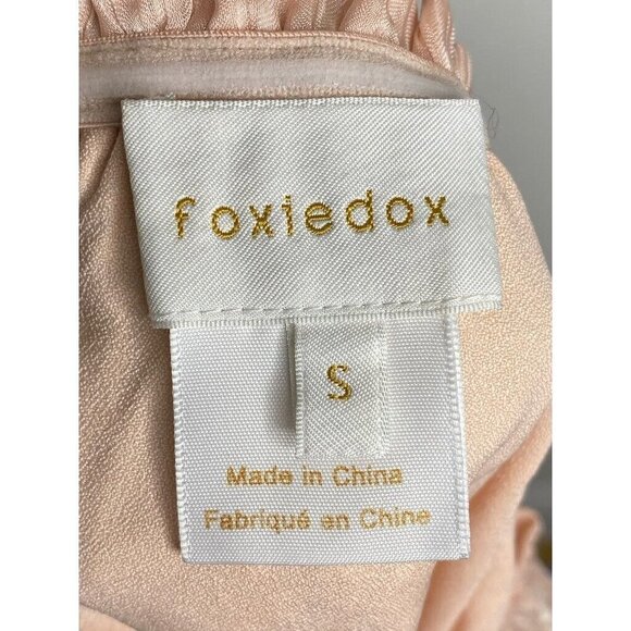 Foxiedox Womens Shift Dress Peach Lined Off Shoulder Embroidered Pullover SZ S - Picture 8 of 10